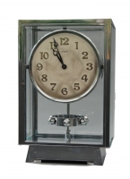 M138 Grote nikkelen Atmos klok, Reutter no 4881, 5 glazen, Frankrijk ca.1930.