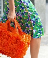 Prada Orange Raffia Grass Bag - Prada