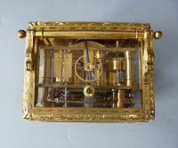 A fine  French carriage clock made and signed Paul Garnier, fire gilt case, no 1748, Paris circa 1840