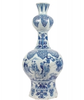 An Octagonal Double-Gourd-Shaped Vase in Blue and White Dutch Delftware
