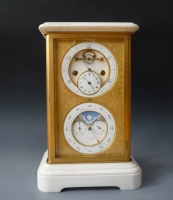 Bijzonder aantrekkelijke vier glazen pendule, Brocot eeuwigdurende kalender, gesigneerd J. Silvani, circa 1860.