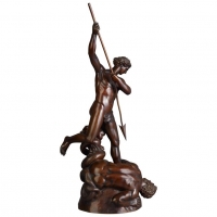 A bronze model of St Michael overcoming the devil after John Flaxman, 1903