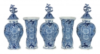 A Blue and White Five-Piece Mantel Garniture In Dutch Delftware
