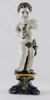 A Bacchant Figure in Polychrome Dutch Delftware