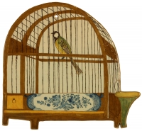 A Birdcage Plaque in Polychrome Dutch Delftware