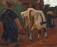 Farmer with cow - Hubert Malfait