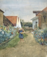 Meisje in de tuin - Otto Herschel