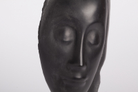 Jules Vermeire, Hard stone female head on mahogany pedestal, ca. 1920 - Jules (J.S.) Vermeire