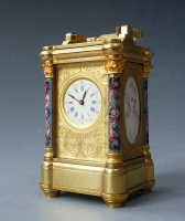 A French miniature carriage clock with two Sèvres portraits, circa 1880.