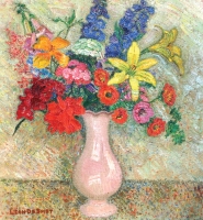 Bouquet in pink vase - Léon De Smet