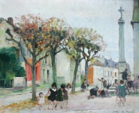 Playing children on a square - Jules René Hervé
