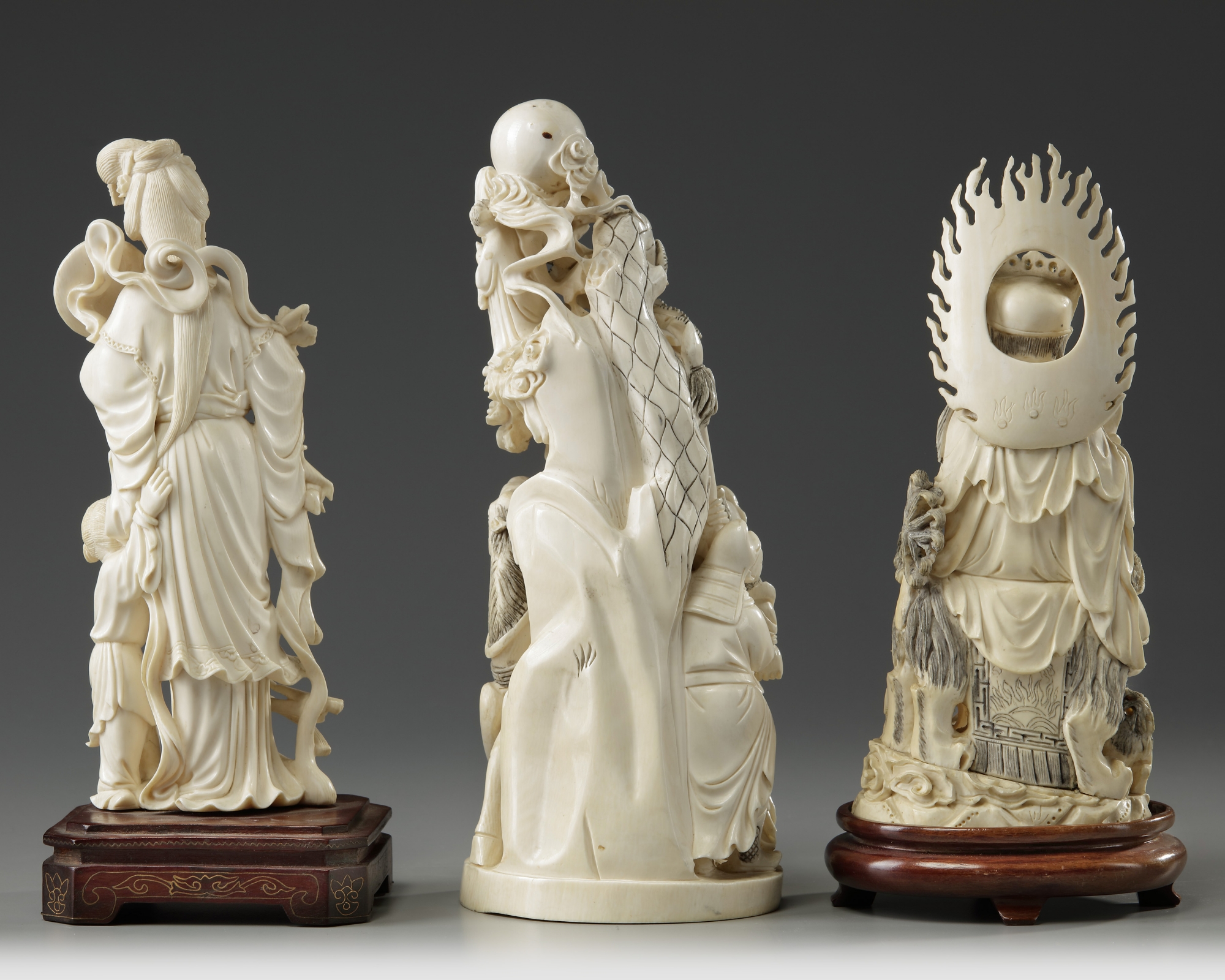 Three Chinese ivory carvings OAA