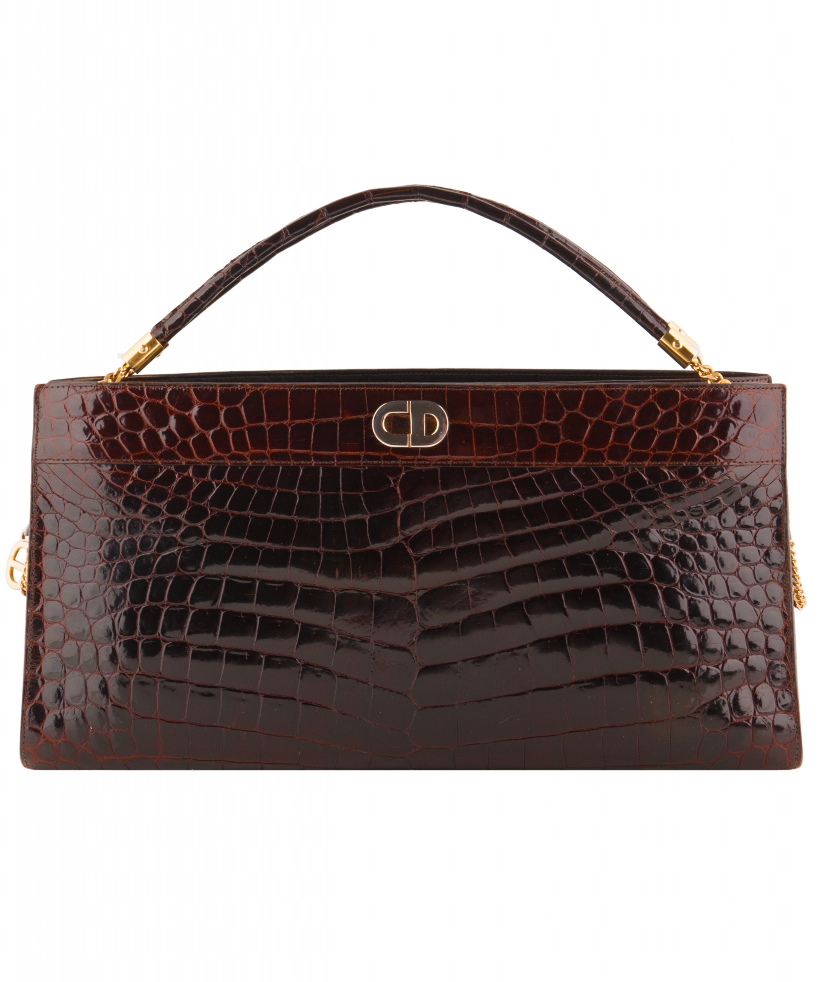 hongersnood vervormen verwijderen Vintage Christian Dior Brown Croco Leather Shoulder Bag - Christian Dior |  La Doyenne