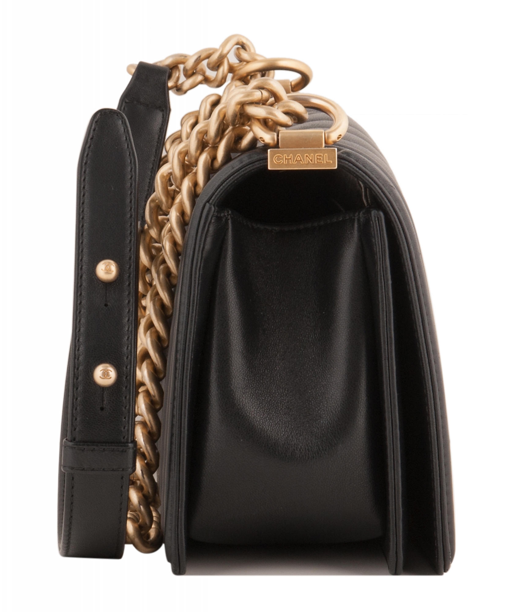 Chanel Black Chevron Quilted Medium Boy Bag - Chanel | ArtListings