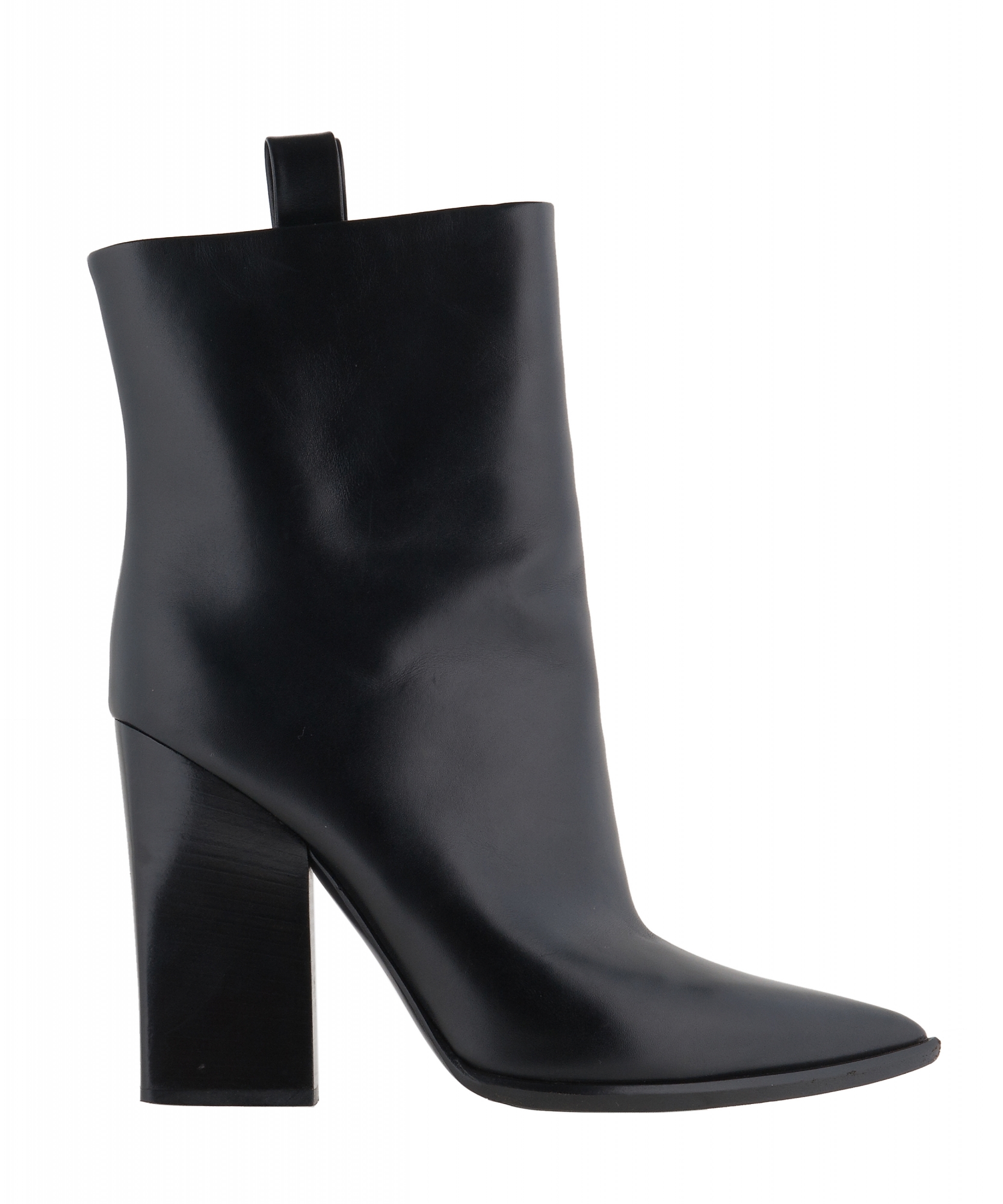 black leather pointed boots