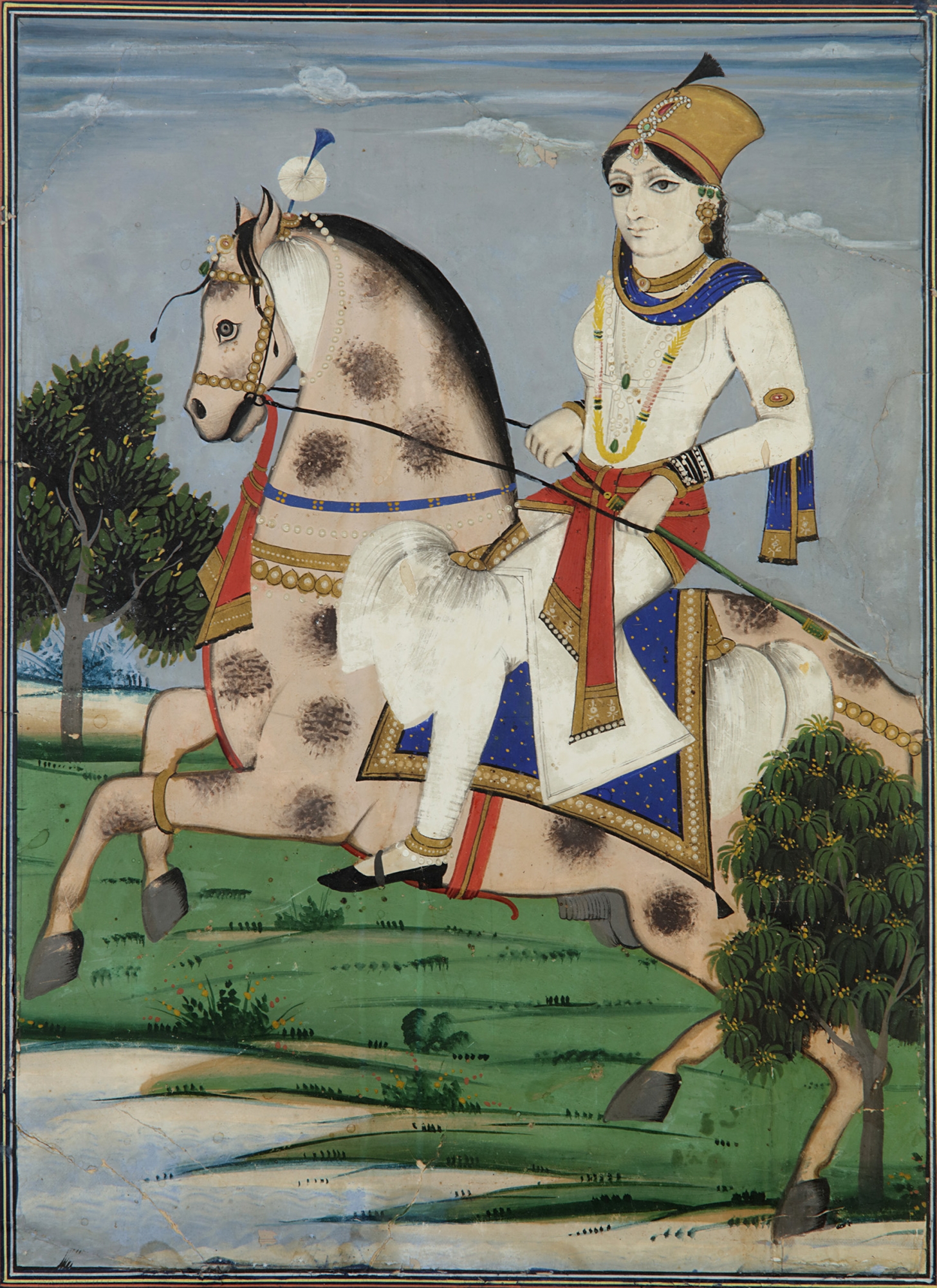 Indian Princess Riding A Dapple Gray Horse Oaa