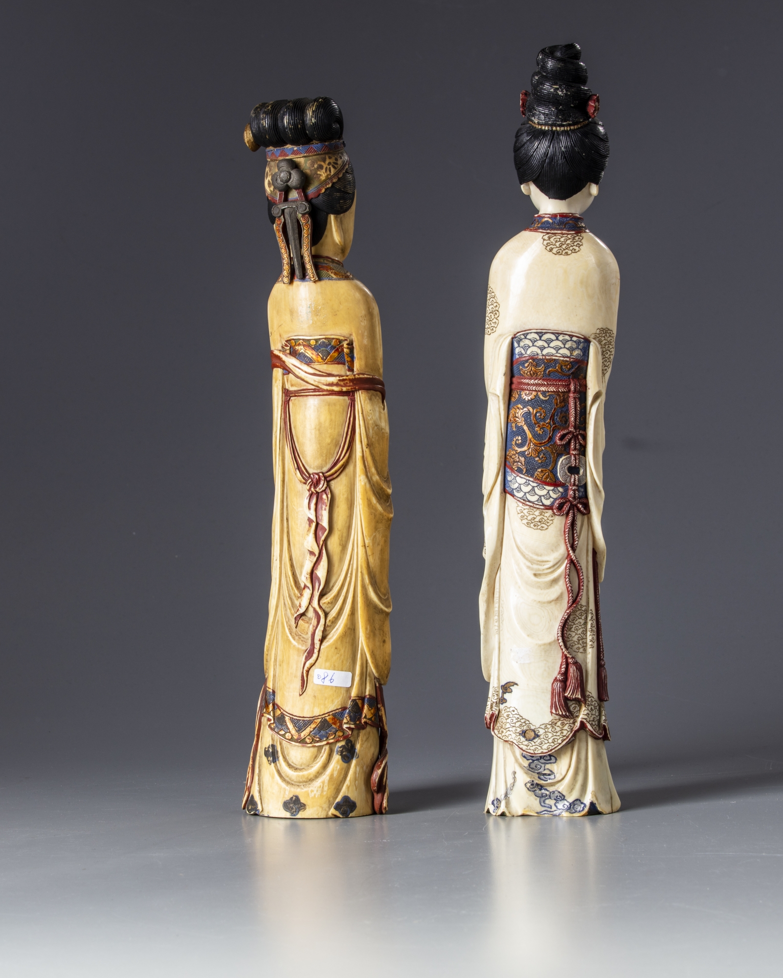Two Chinese ivory lady carvings OAA