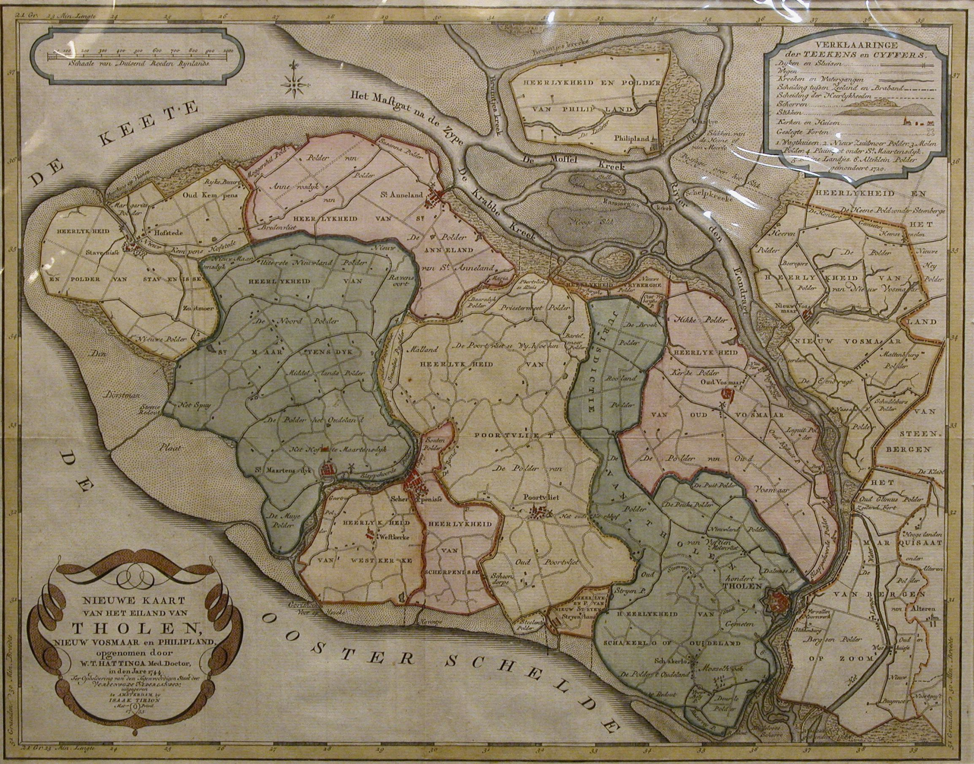 KAART van EILAND THOLEN. Tirion 1753 | Hart KAART van EILAND THOLEN. Tirion 1753 | Hart