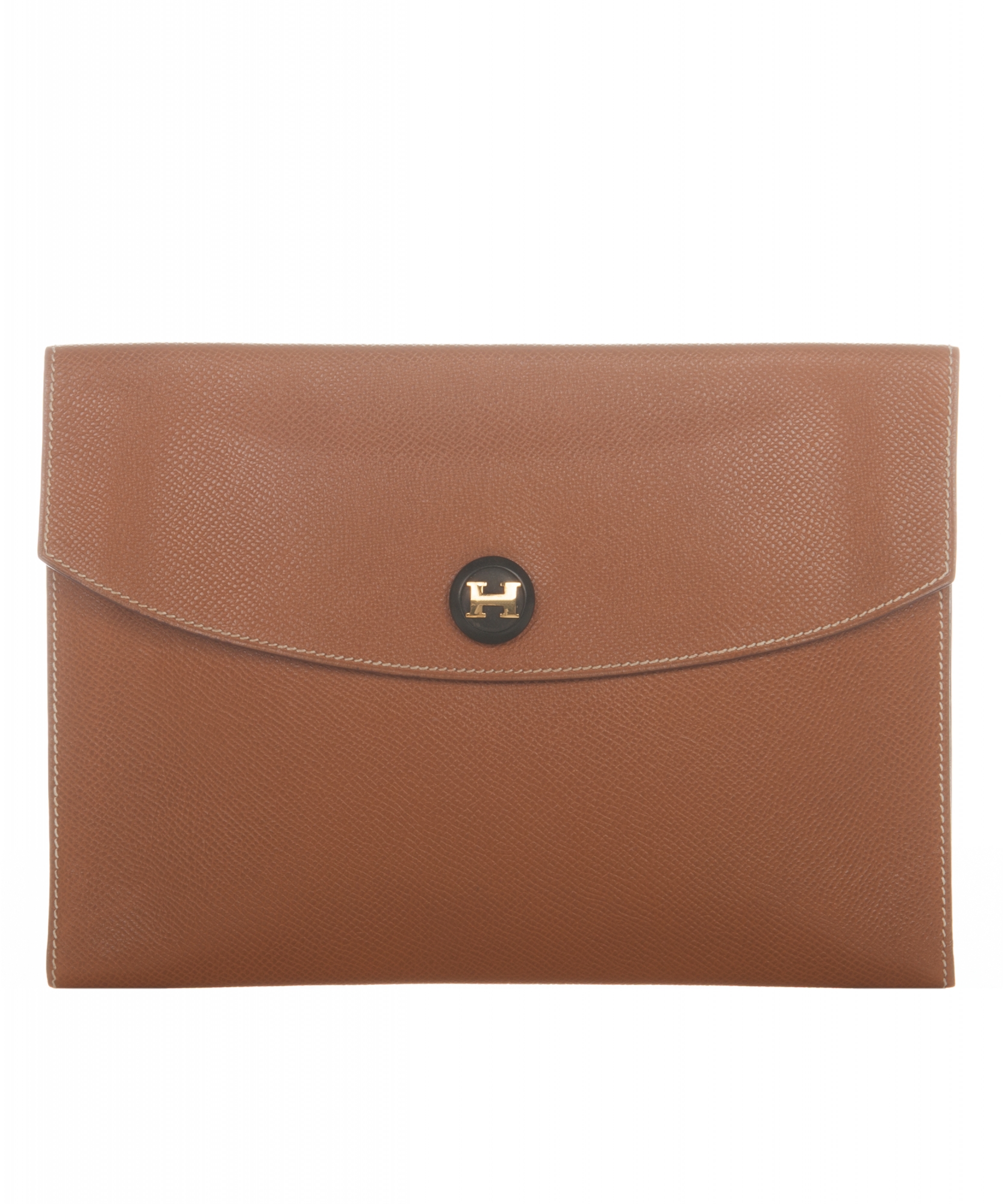 Hermes Vintage Brown Leather H Clasp Rio Clutch Bag at 1stDibs