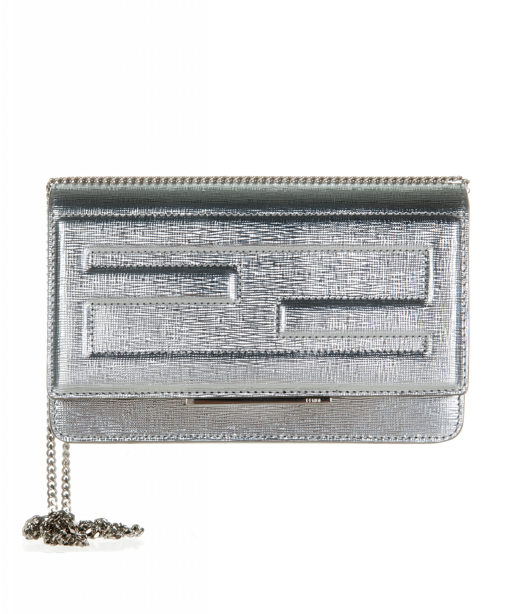 Fendi Graphy Leather Wallet On Chain in Natural