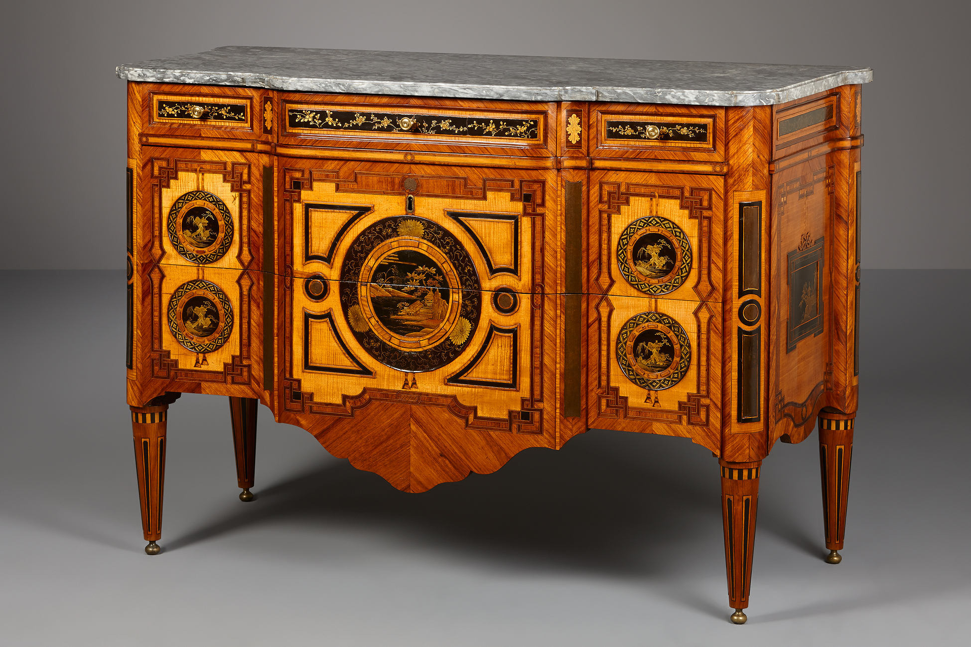 sorg Rejse bag Dutch Louis XVI Commode with Lacquered Panels | ArtListings