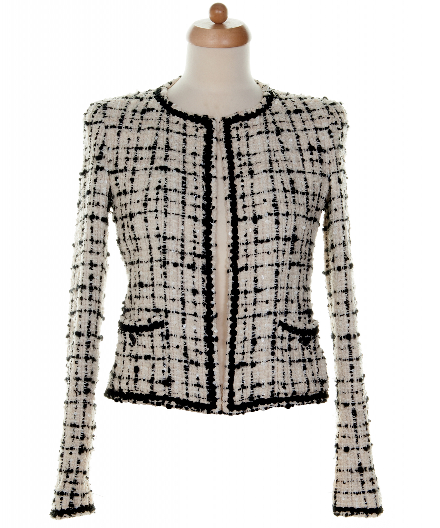 Chanel Black & White Fantasty Tweed Jacket 03C - Chanel