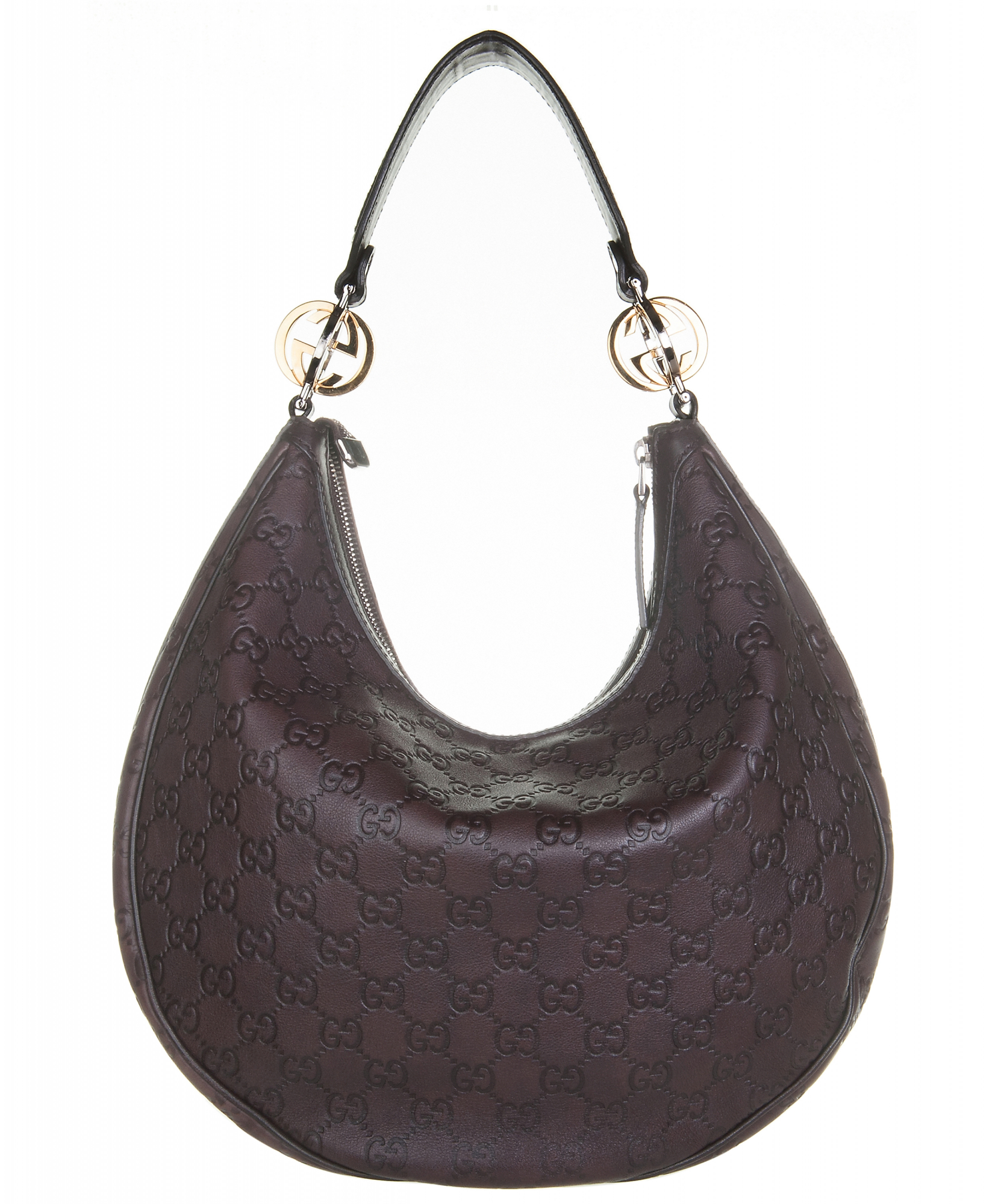 Gucci Brown Leather Monogram Hobo Bag - Gucci | La Doyenne