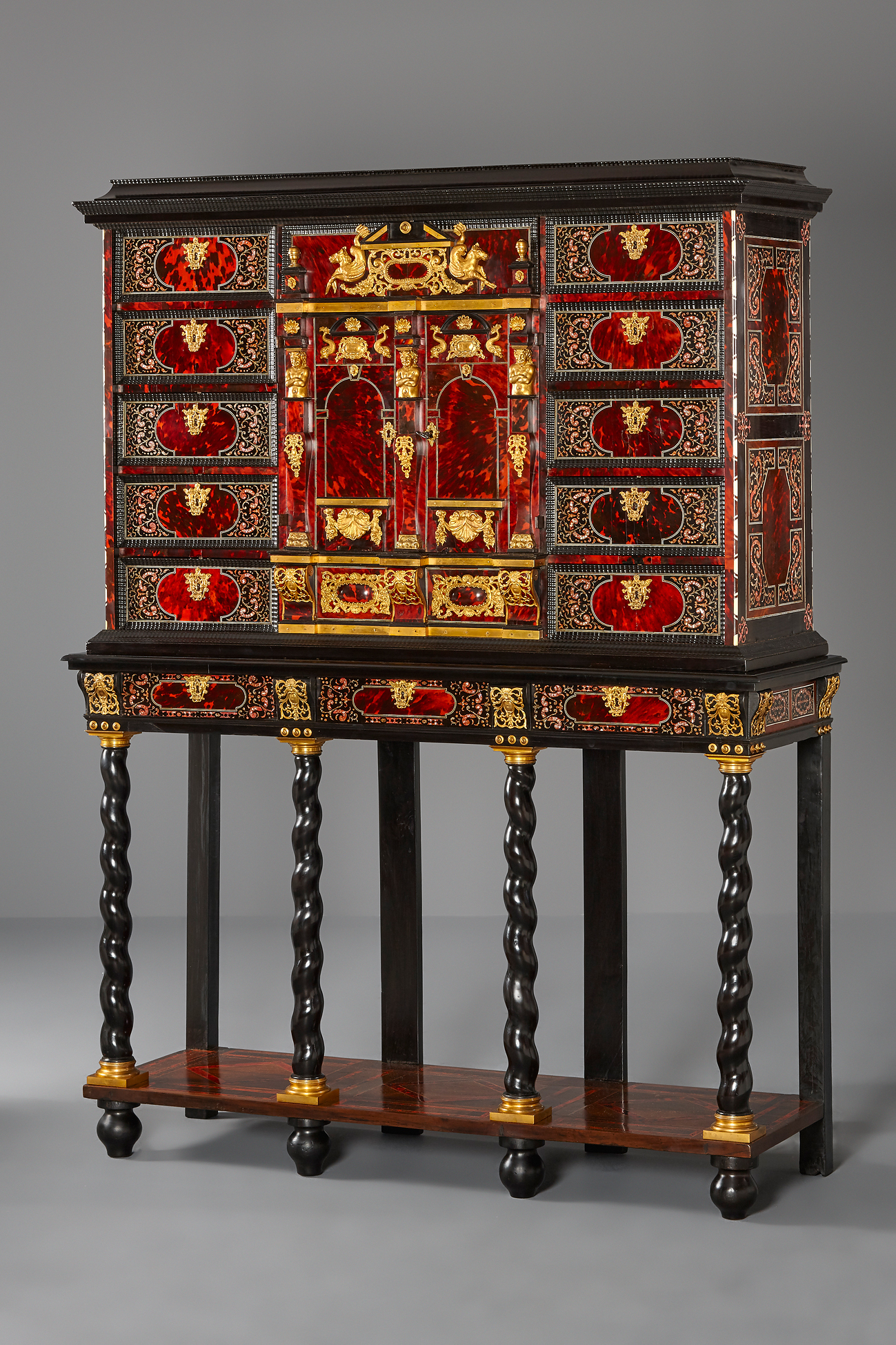 Lacquer Inlaid And Tortoiseshell Cabinet On Stand Flemish