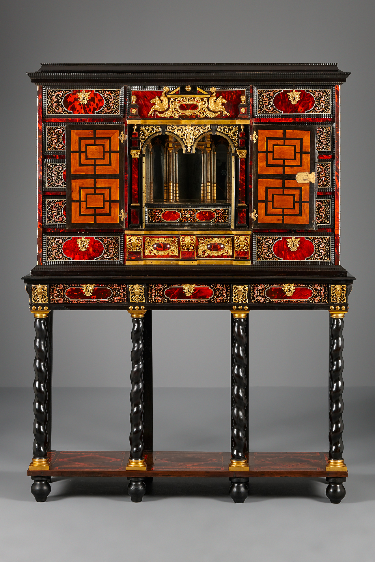 Lacquer Inlaid And Tortoiseshell Cabinet On Stand Flemish
