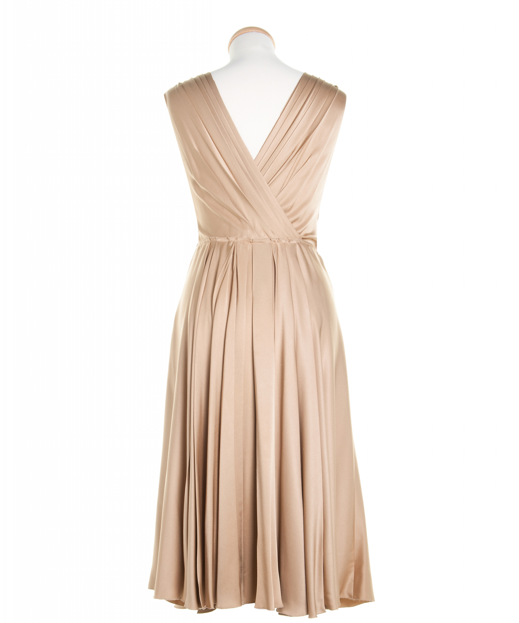 Prada Gold Silk Pleated Midi Dress - Prada | La Doyenne