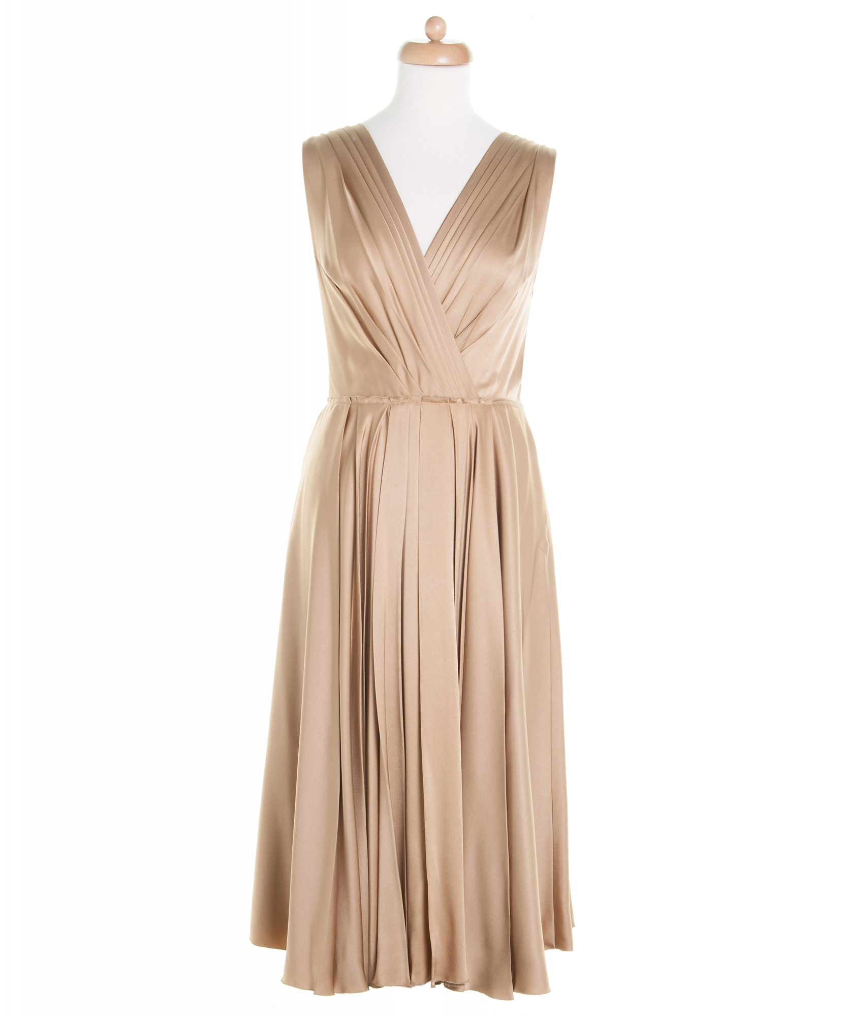 Prada Gold Silk Pleated Midi Dress - Prada | ArtListings