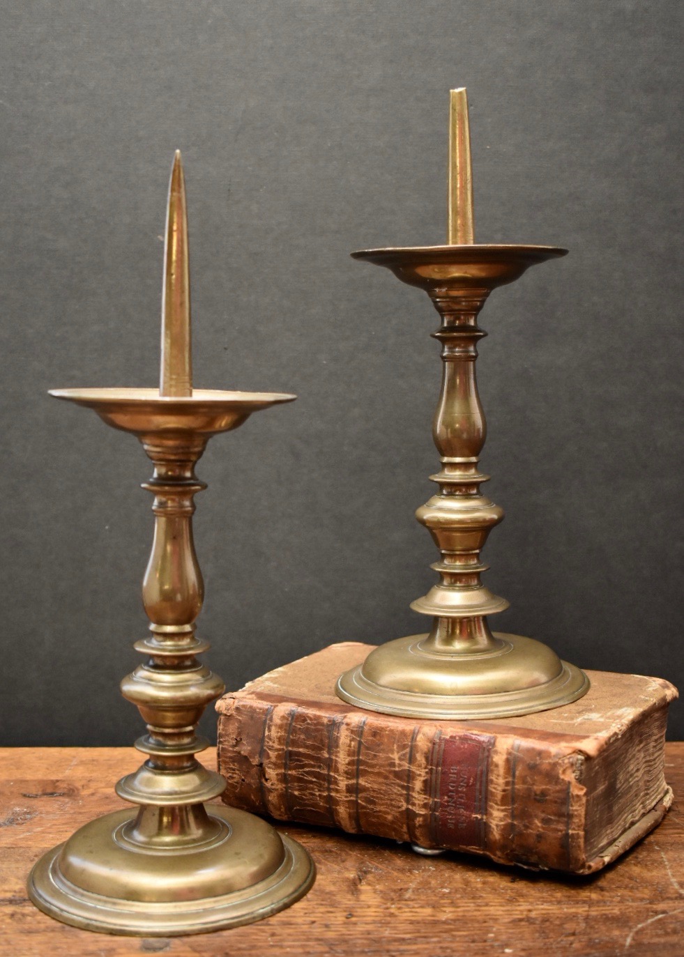 Assembled Pair of Brass Pricket Sticks, 18th/19th C sold at