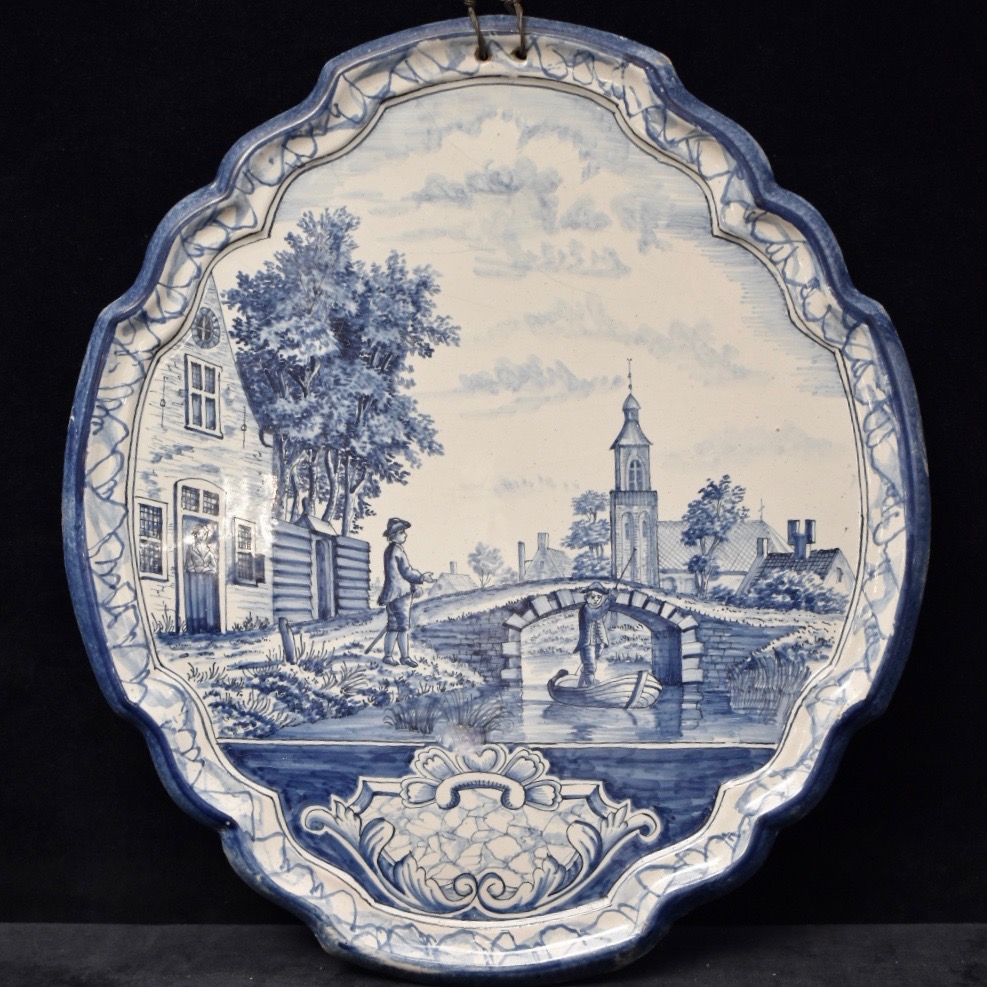 工芸品 Makkum Delft Tichelaar Makkum large handpainted Delft style covered vase