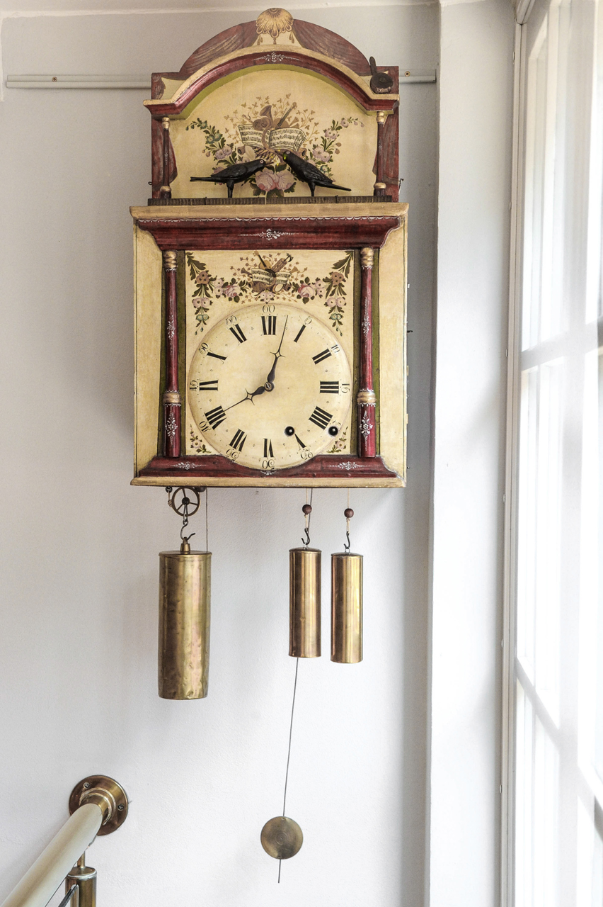 A rare German Black Forest musical organ wall clock with bird automaton