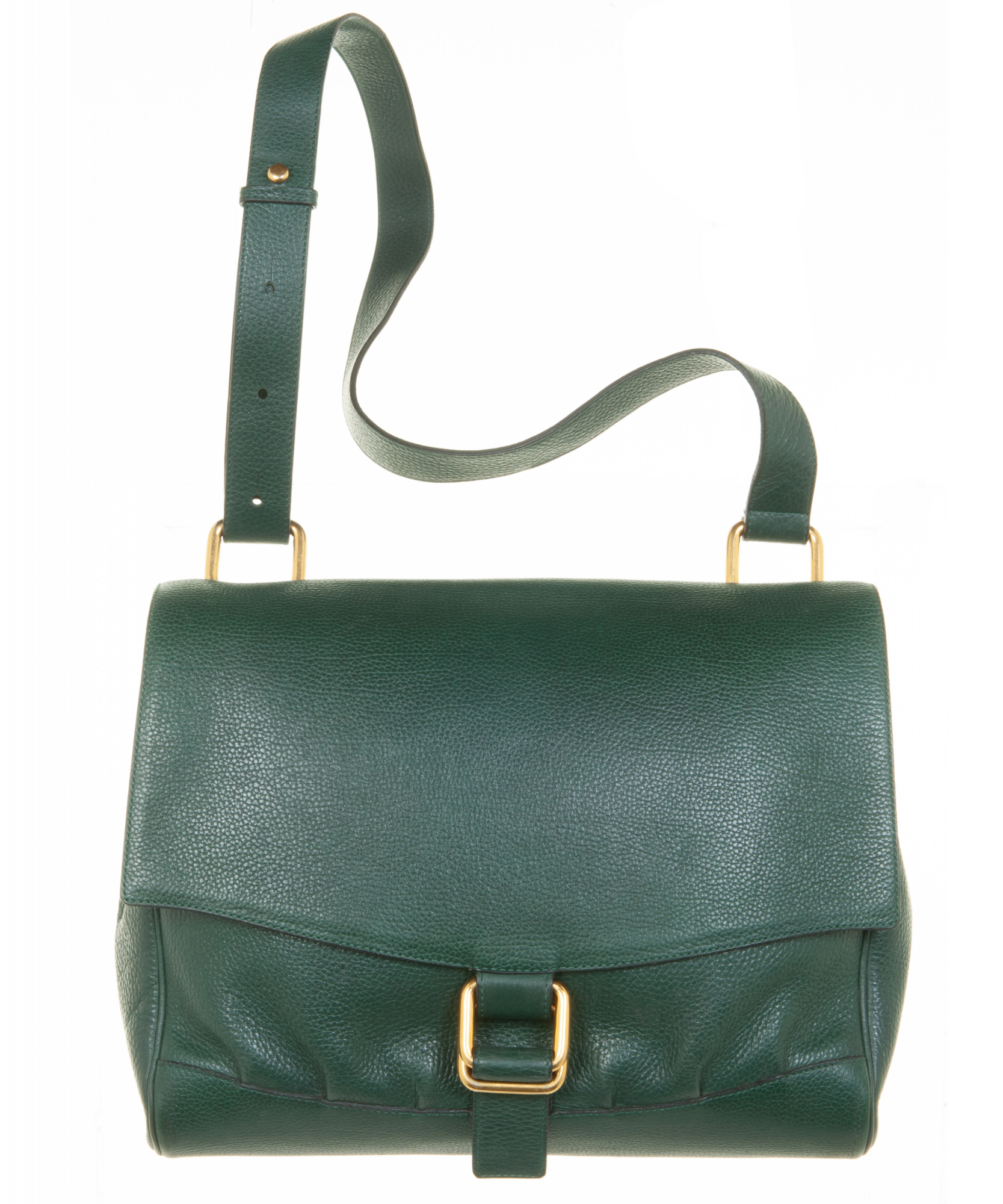 Delvaux Vintage Leather Shoulder Small Bag Dark Green Vintage Rare