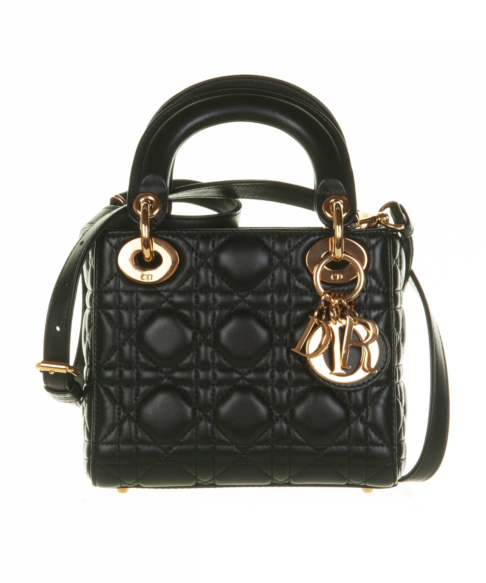 Christian Dior Black Leather Mini Lady Dior Handbag Christian