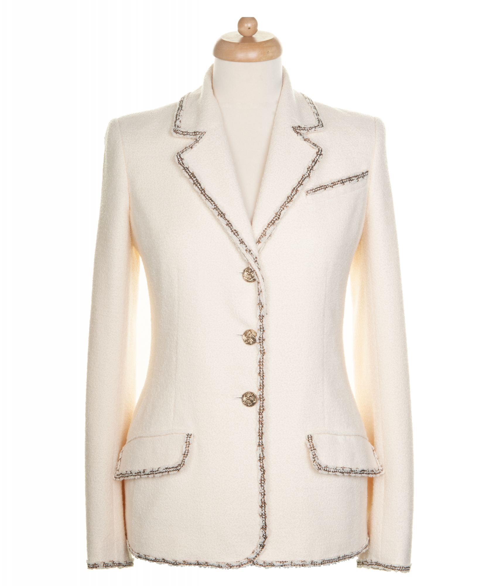 Ministerium Ripples Dwell Chanel Off-White Contrast Braid Trim Bouclé Jacket - Chanel | ArtListings