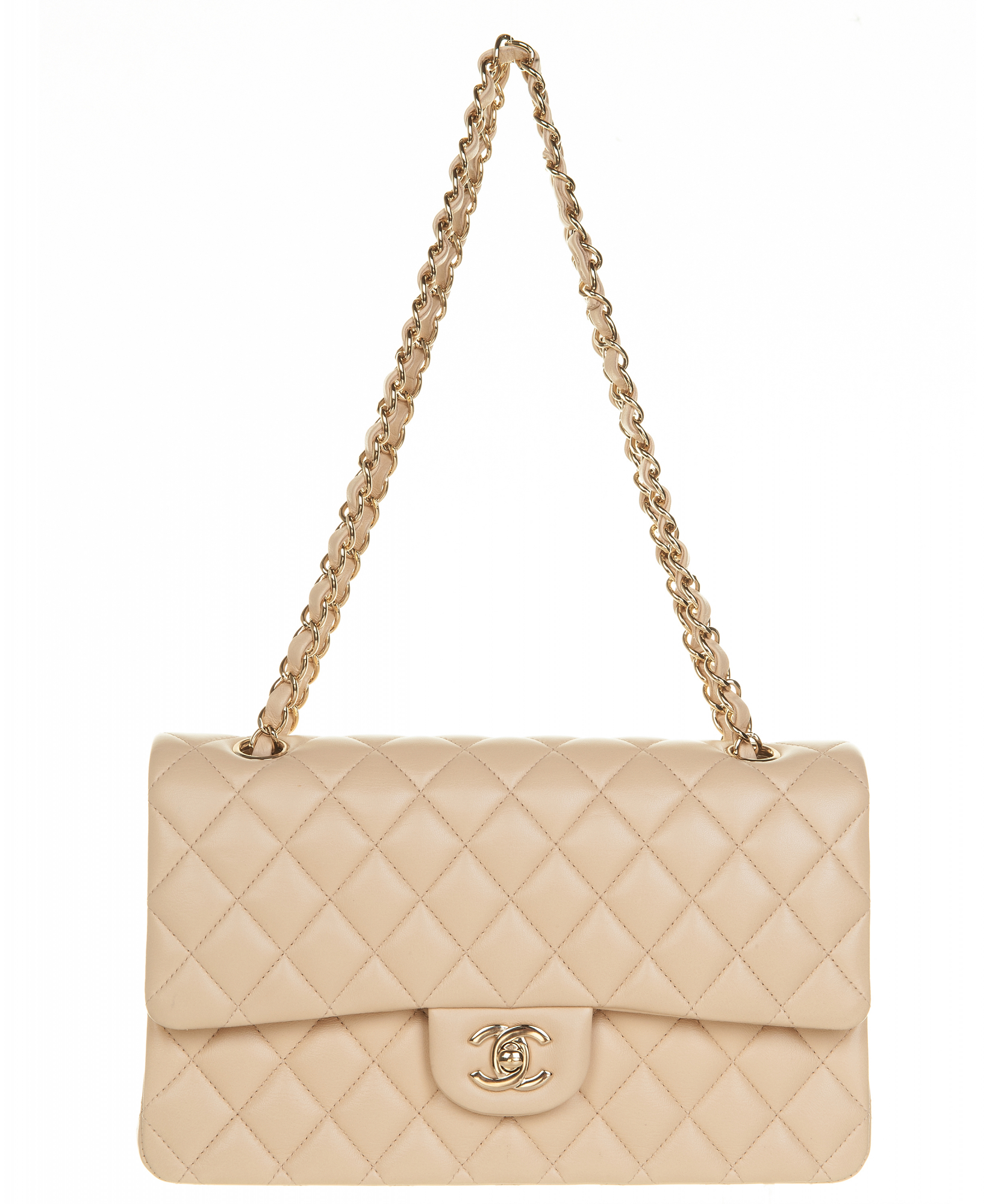 Chanel Beige Medium Double Flap Shoulder Bag - Chanel