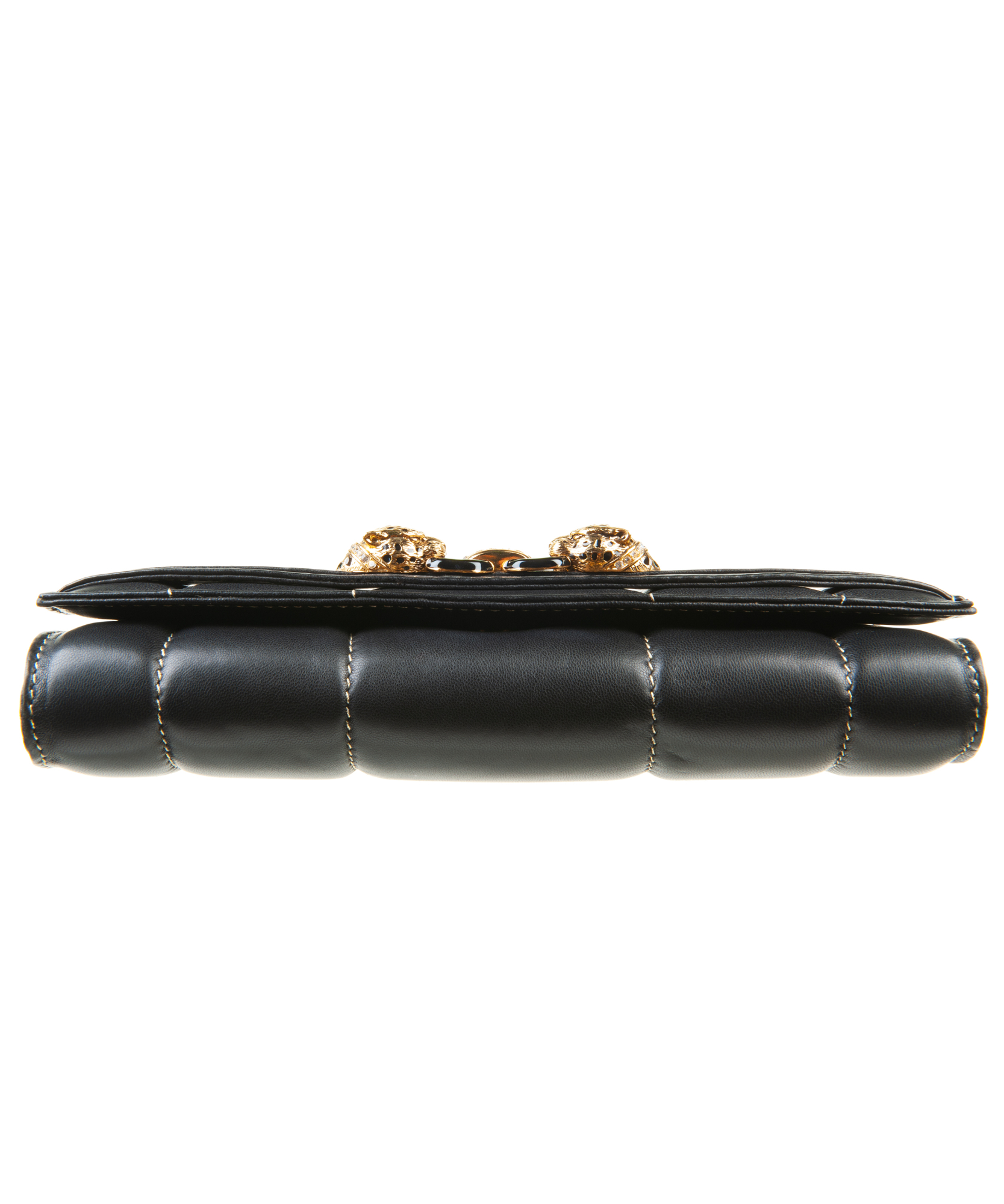 Roberto Cavalli Panther-embellished Black Leather Shoulder Bag ...