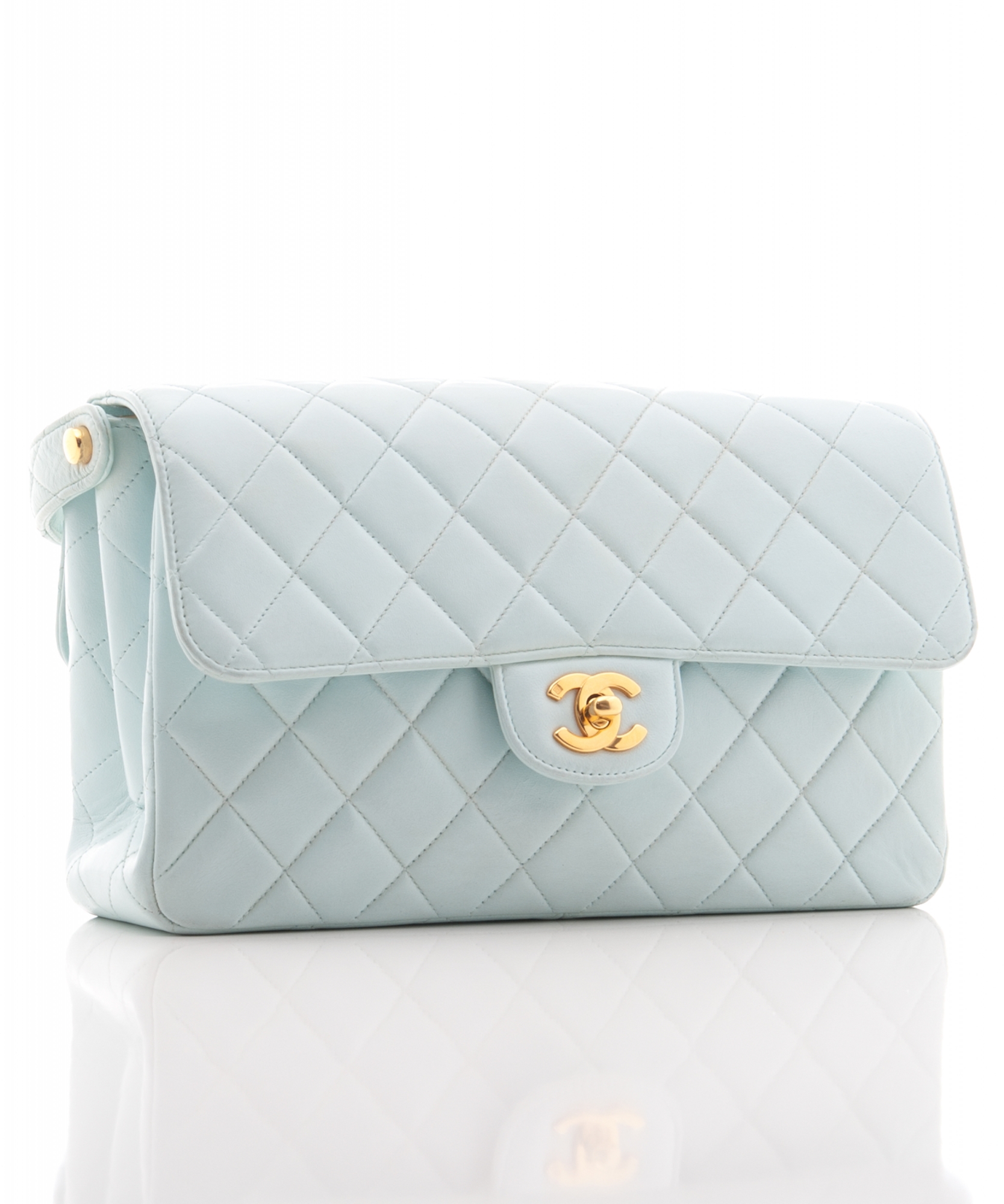 Chanel Light Blue Quilted Double Flap Bag - Chanel | ArtListings