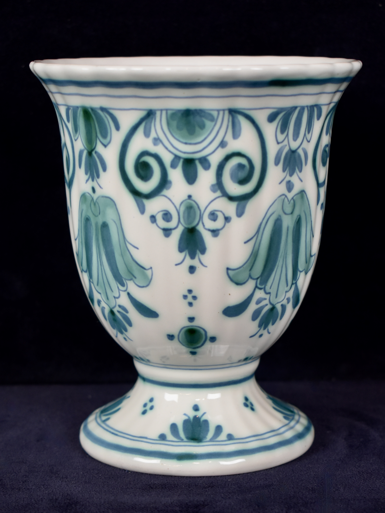 Rare Dutch Green & White Royal Delft Delvert Footed Vase - 1969 - ROYAL ...