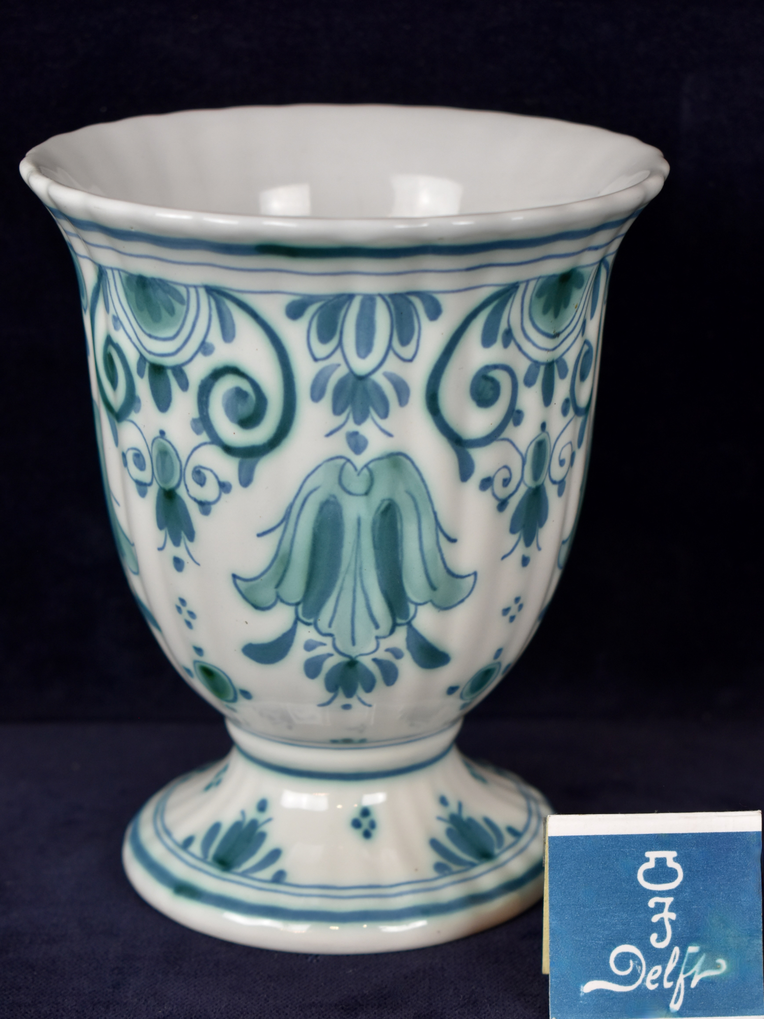 Rare Dutch Green & White Royal Delft Delvert Footed Vase - 1969 - ROYAL ...
