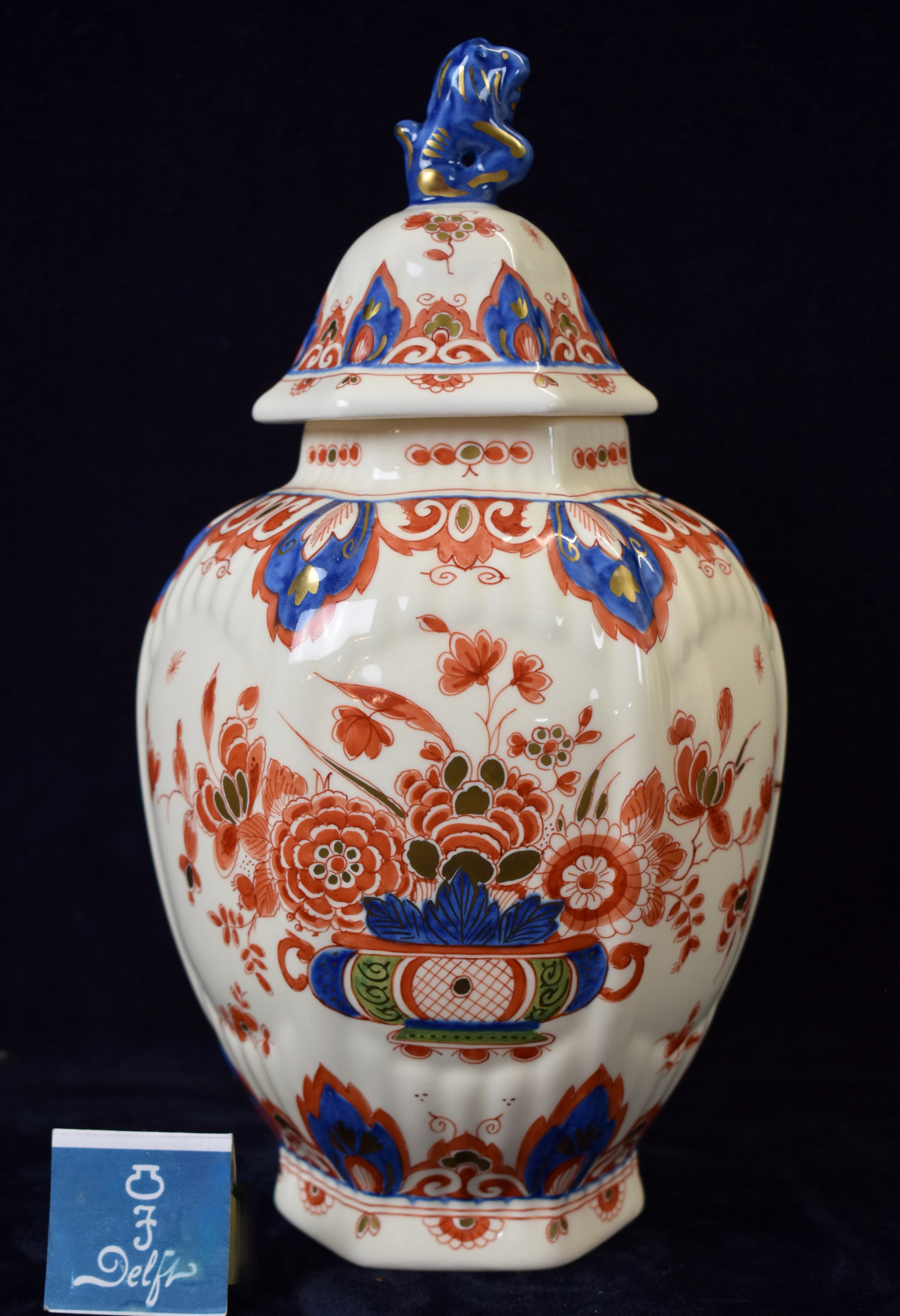 Dutch Pijnacker Delft Doré Royal Delft Hand Painted Lidded Jar