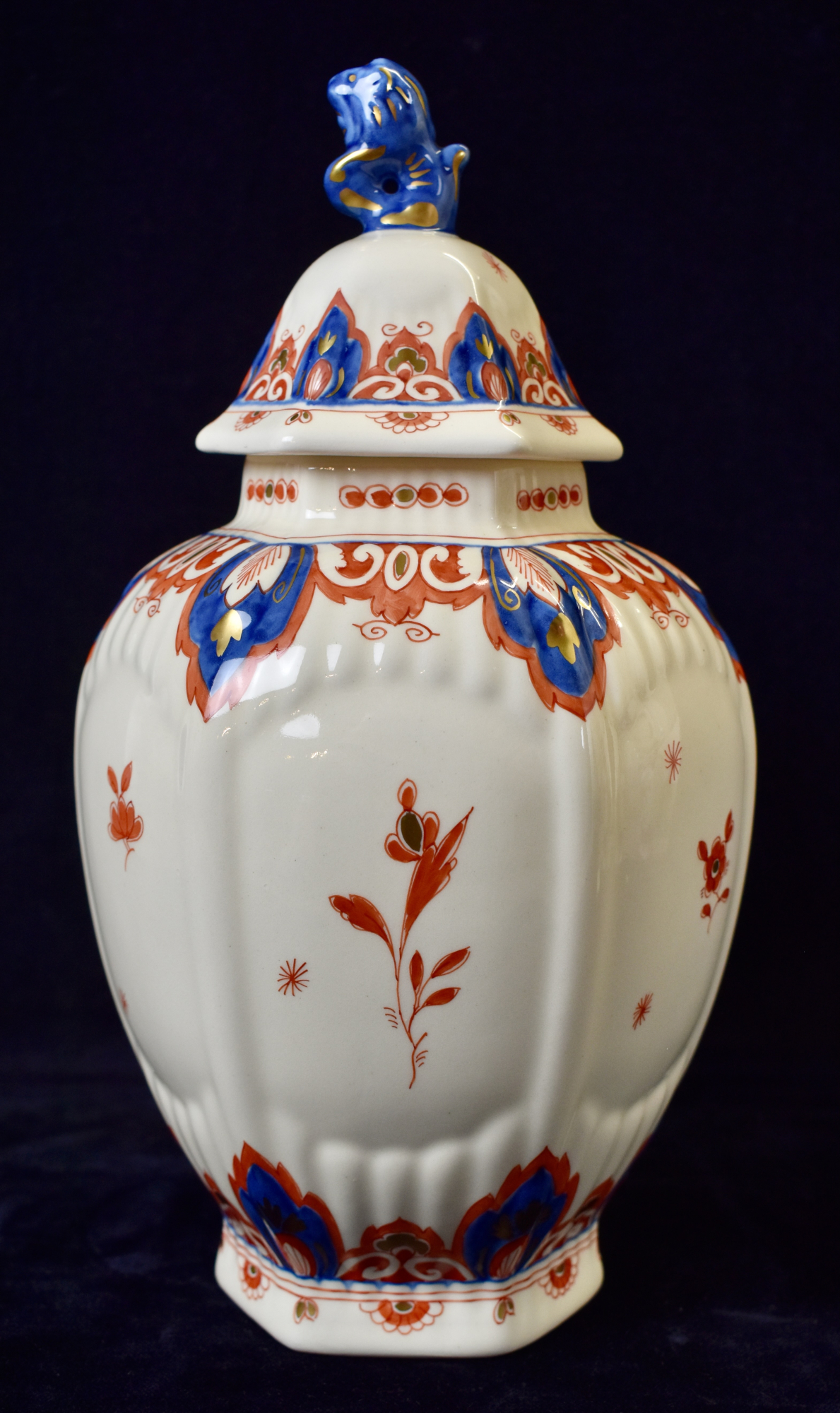 Dutch Pijnacker Delft Doré Royal Delft Hand Painted Lidded Jar