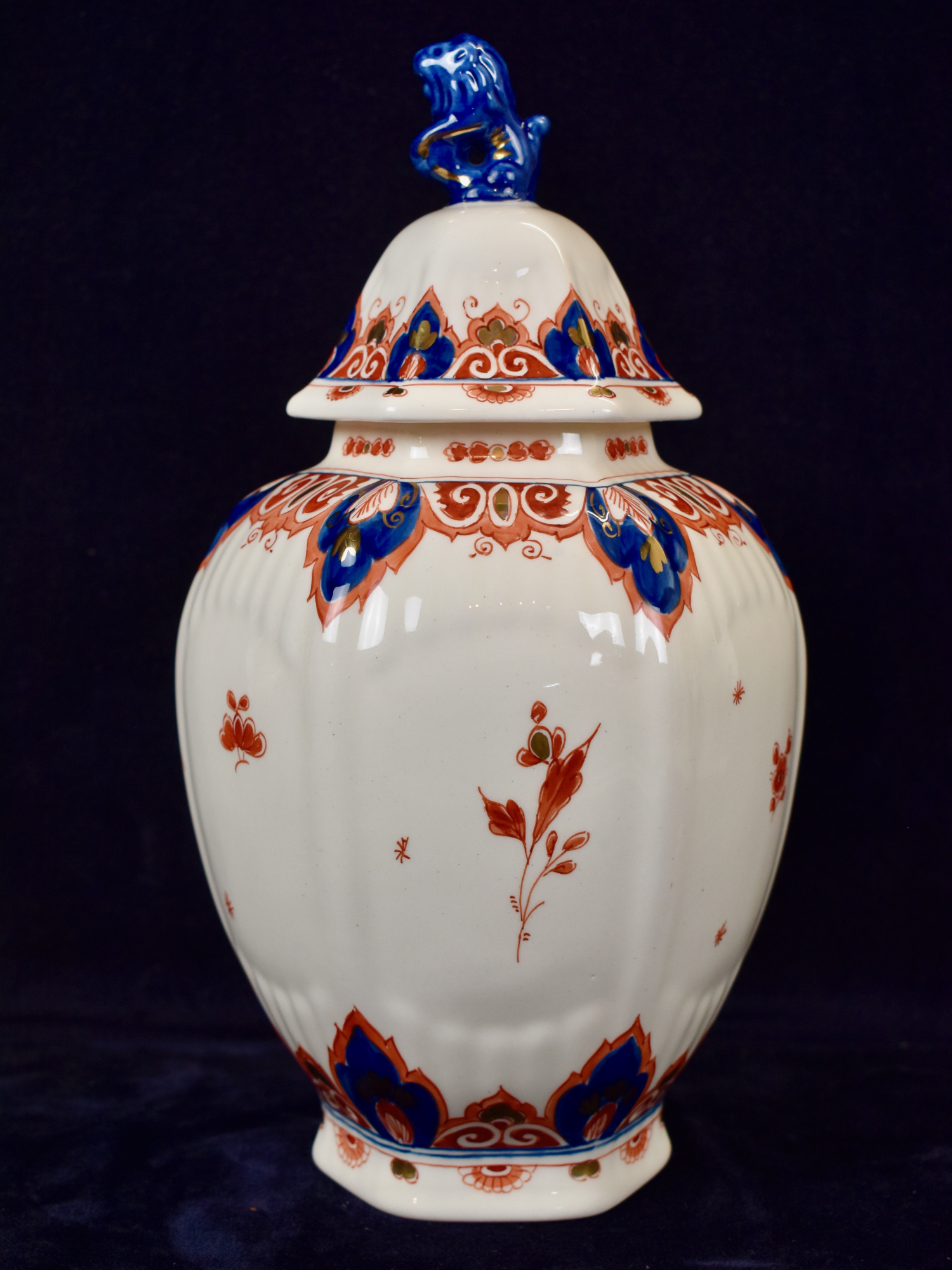 Dutch Pijnacker Delft Doré Royal Delft Hand Painted Lidded Jar
