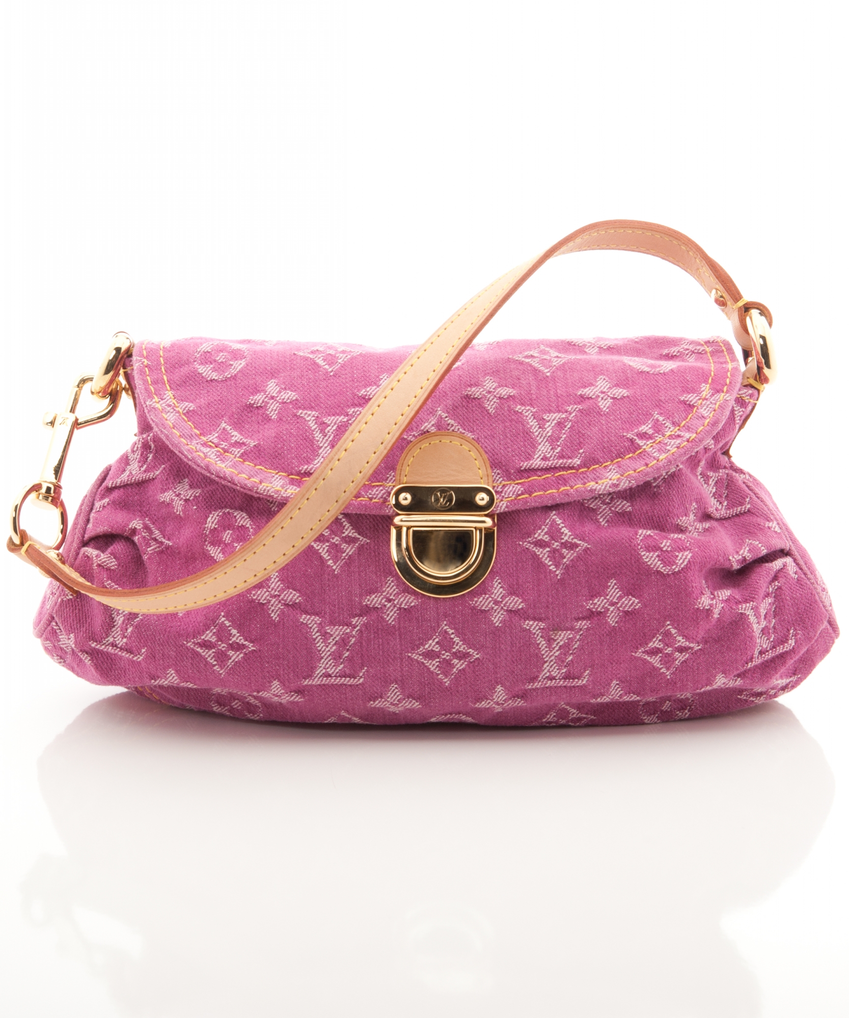 Louis Vuitton 'Mini Pleaty Bag' in Pink Denim Monogram - Louis