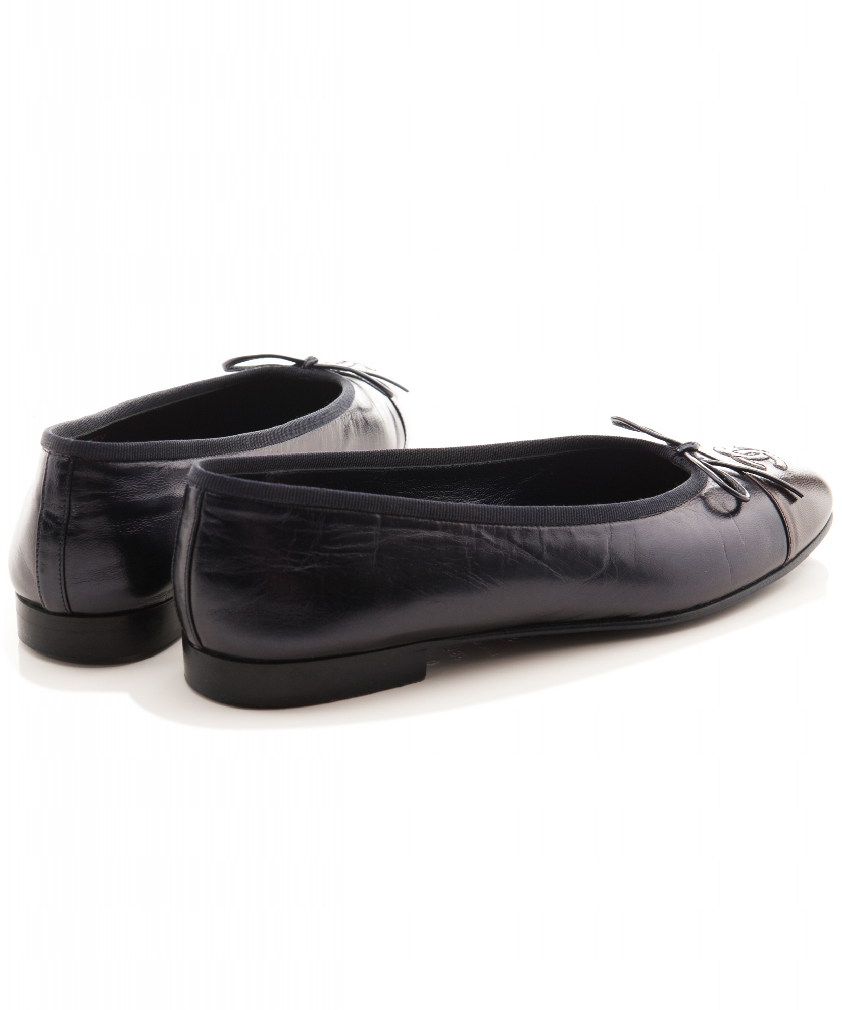 Leather ballet flats Chanel Black size 39 EU in Leather - 26640221