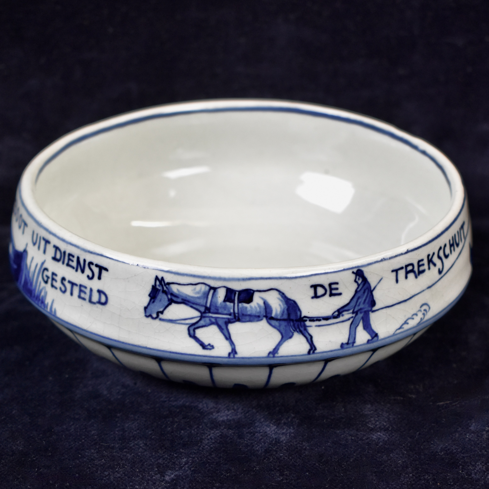 Rare Antique Dutch Blue & White Royal Delft Hand Painted Bowl