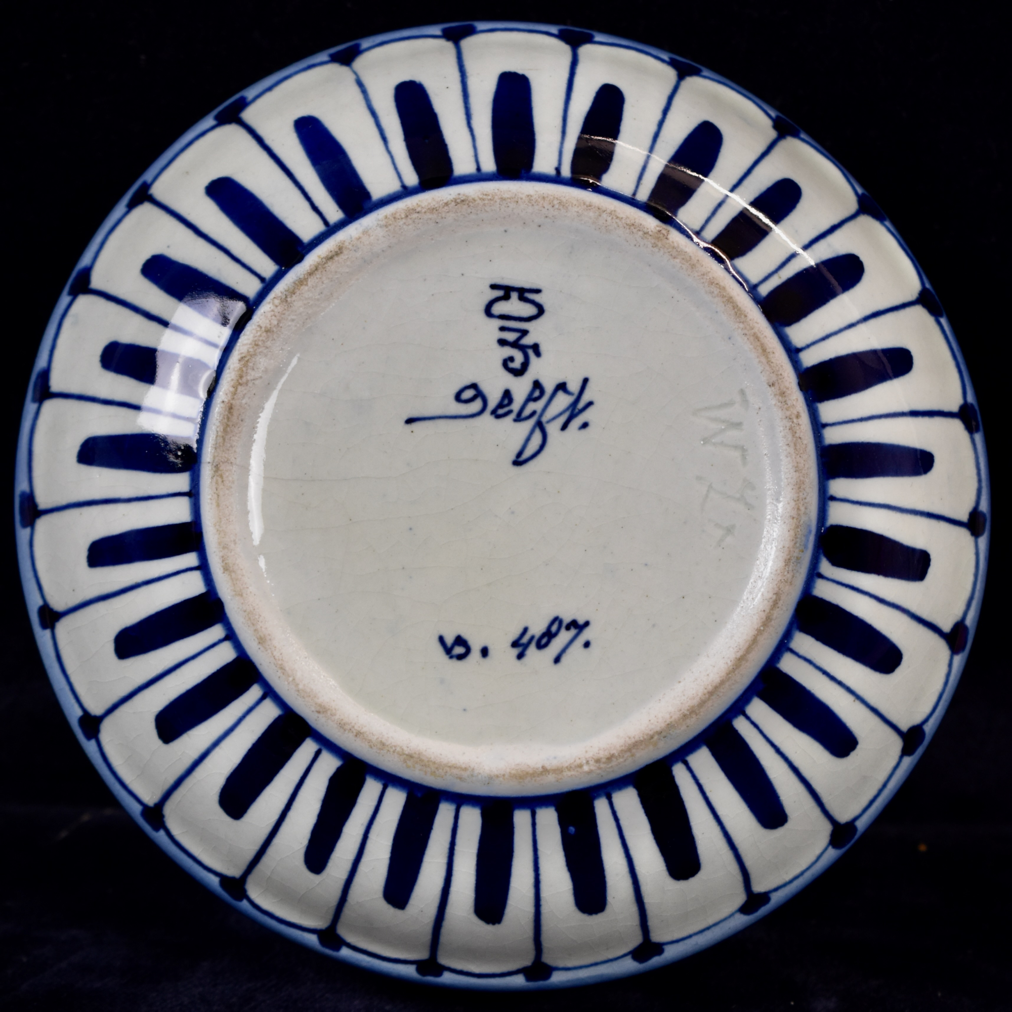 Rare Antique Dutch Blue & White Royal Delft Hand Painted Bowl