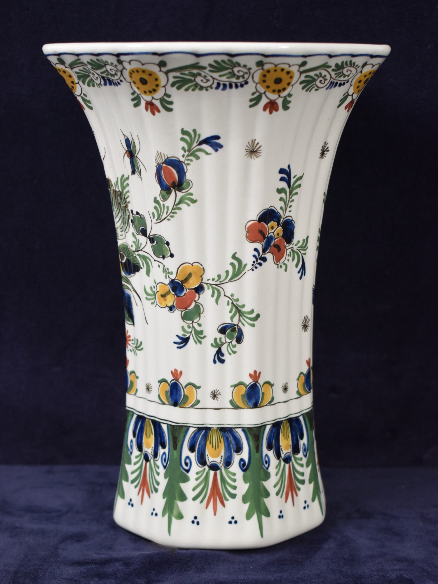 Dutch Polychrome Royal Delft Hand Painted Beaker Vase - 1980